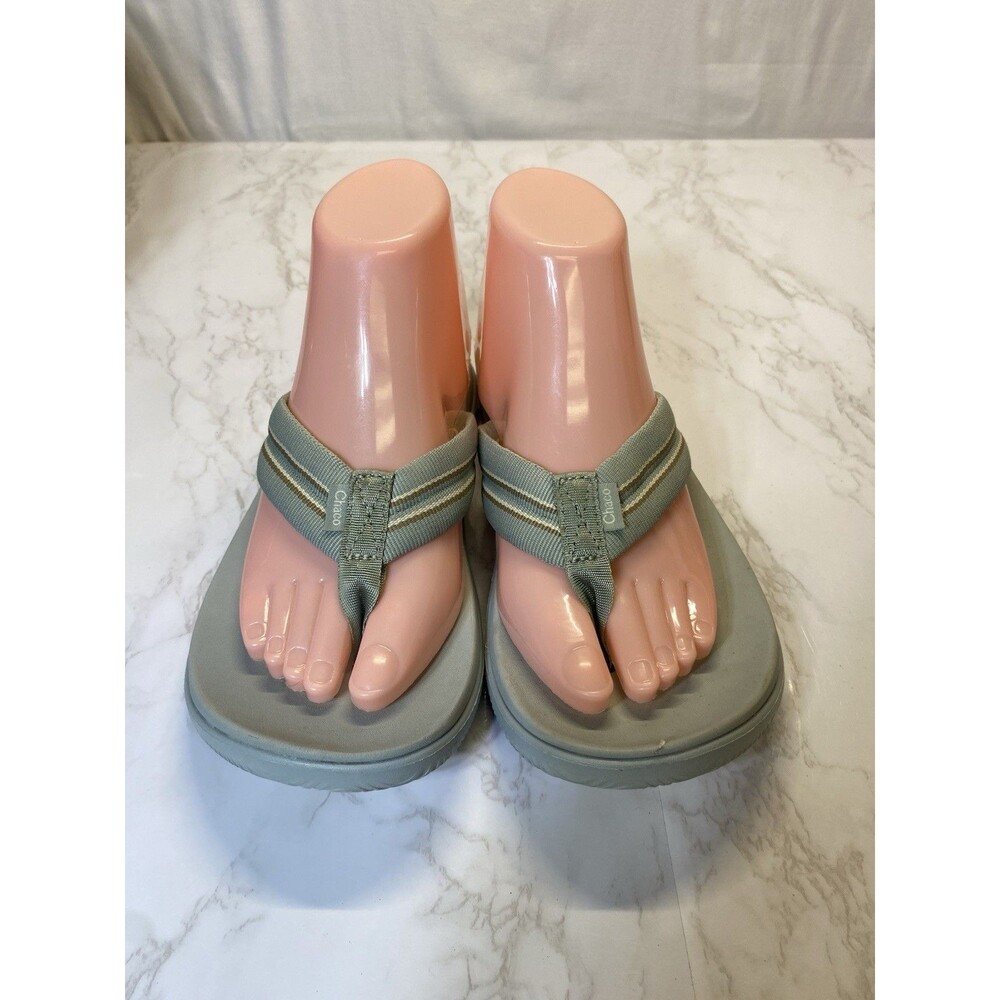 CHACO Chillos Flip Flops Aqua Gray Womens 7 Thong Sandals Everyday Walk - Picture 7 of 7